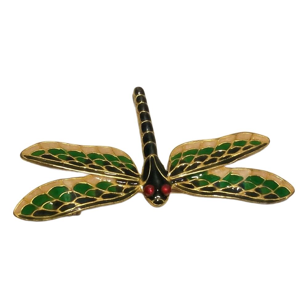 Vintage Enamel & Crystal Dragonfly Brooch 2.25" Wide, Chrysler Museum - Picture 6 of 8